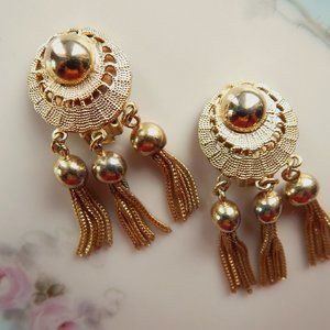 Sassy Tassel Vintage Earrings - Clip On